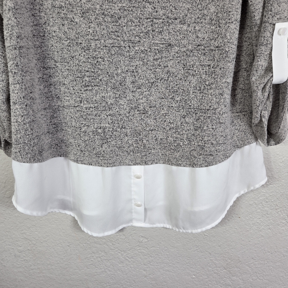 Faith And Joy Sheath Sz S Layered Twofer Sweater Embellish Collared 3/4Sleeves - Picture 6 of 16